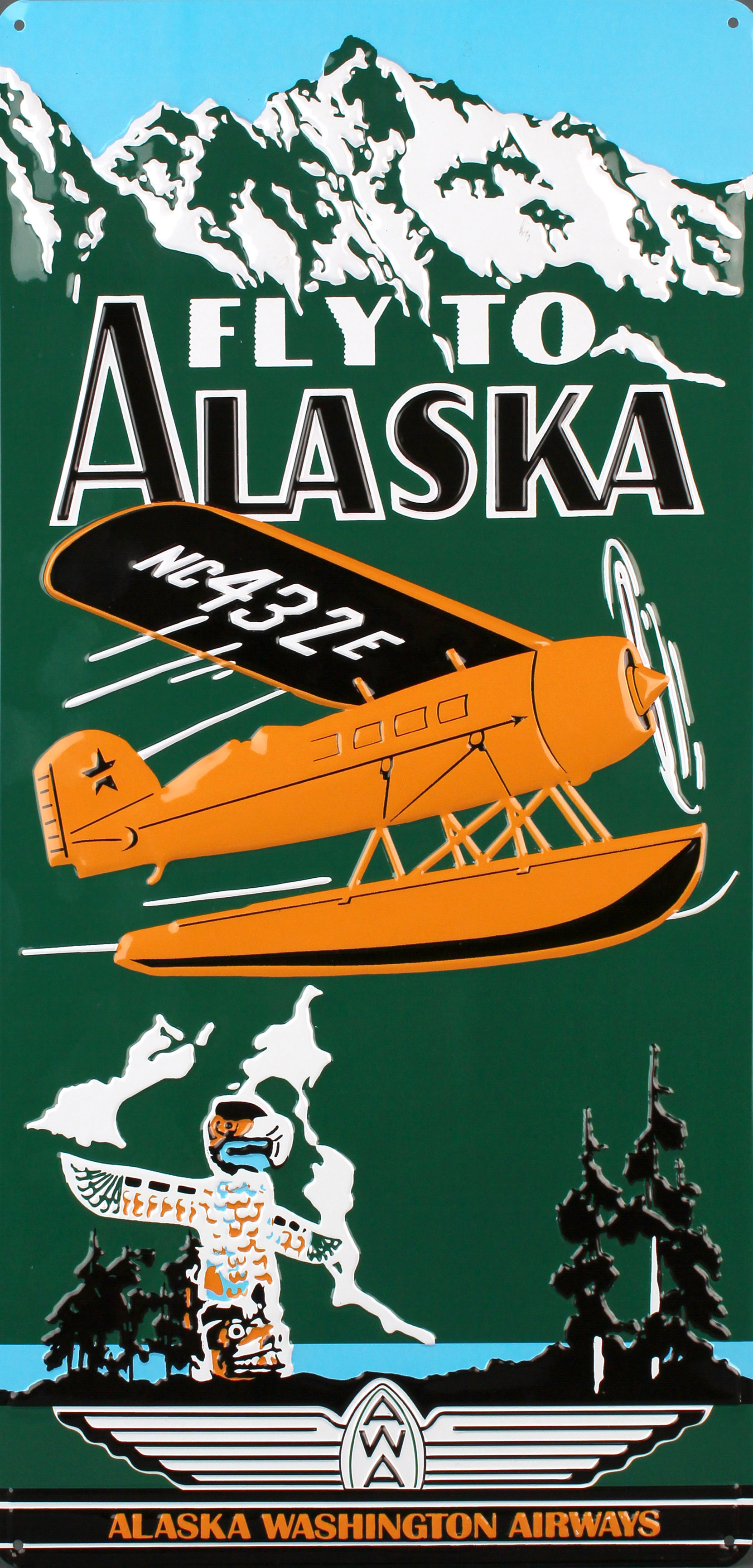 ART009 - "fly To Alaska Tin Sign"