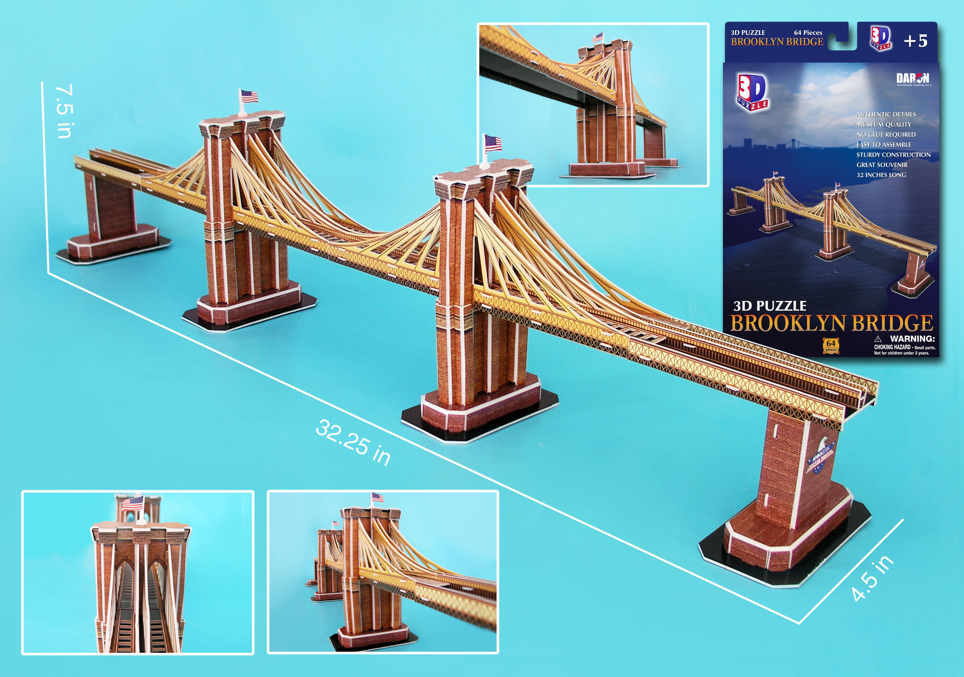 CF107H - "brooklyn Bridge 3d Puzzle - 64 Pieces"