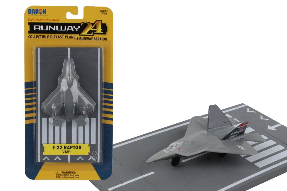 Daron Runway24 Diecast Metal Toy with Runway Section F-22 Raptor 