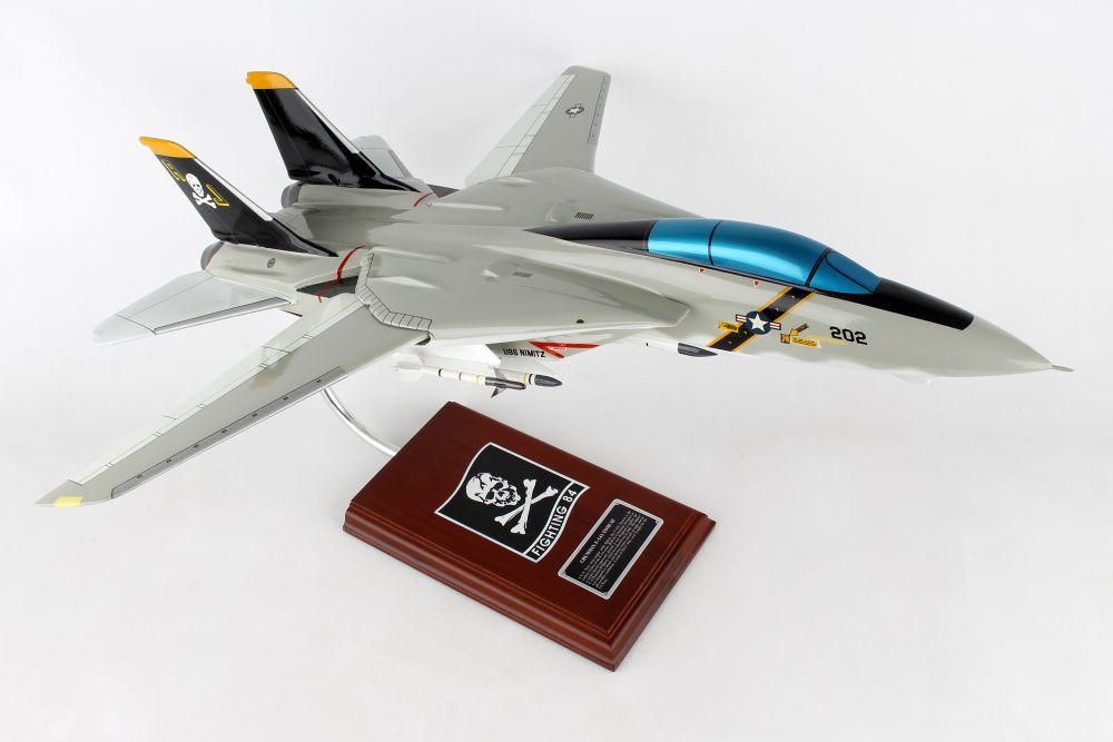 Grumman F-14 Tomcat United States Navy Supersonic Aircraft Wooden Desktop Model.