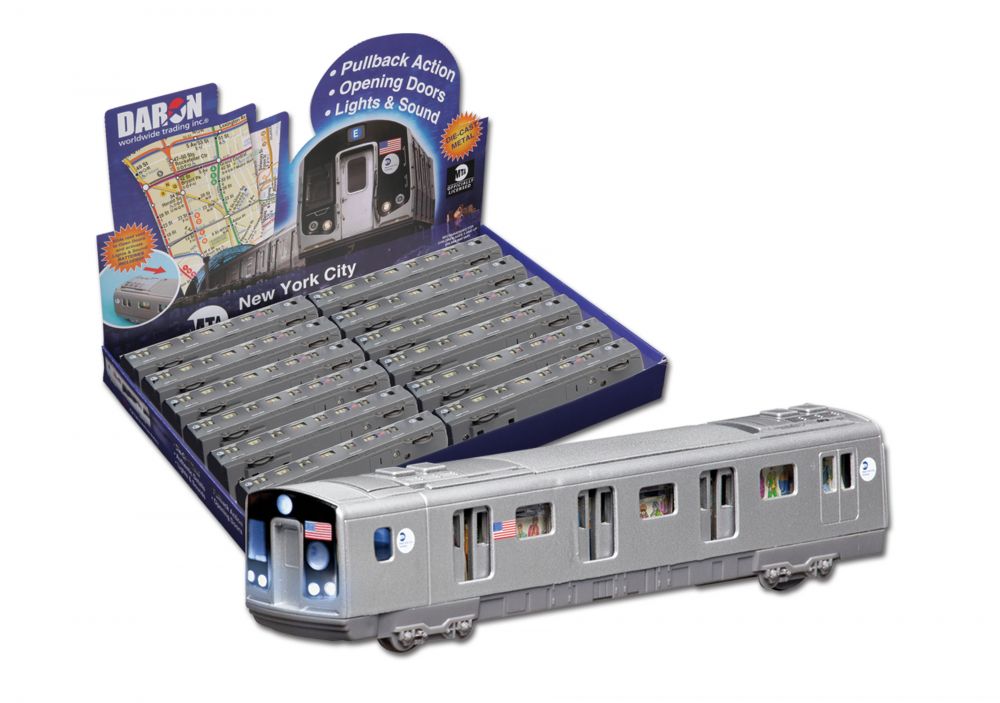 Set of 2 New York City MTA Metro subway rail train diecast model pullback go 7" 